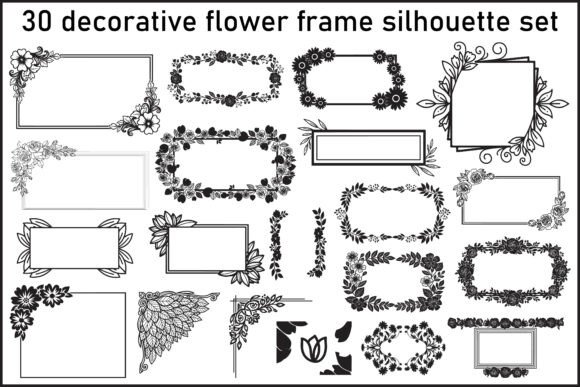 30 Decorative Flower Frame Silhouette