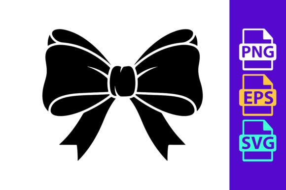 A Silhouette of a Decorative Ribbon Bow Graphics