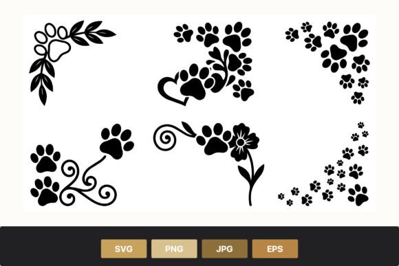 Black Paw Print Decorative Frames Graphics