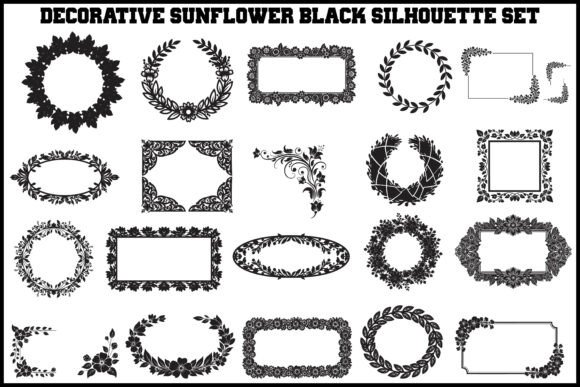 Black Sunflower Silhouette Graphics for Crafting