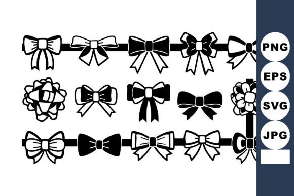 Black White Decorative Bow Ribbon Graphics