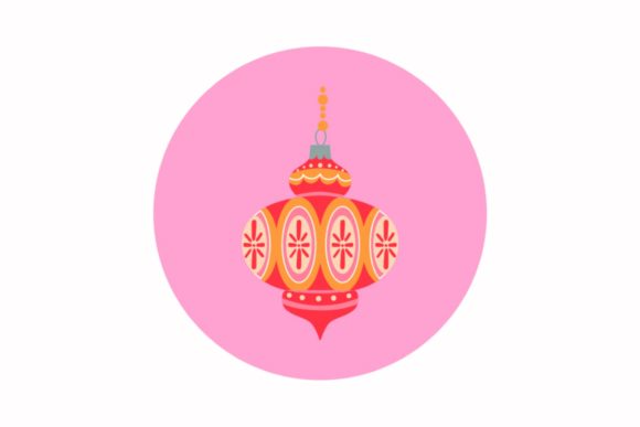 Christmas Decorative Lights Retro Red Graphics