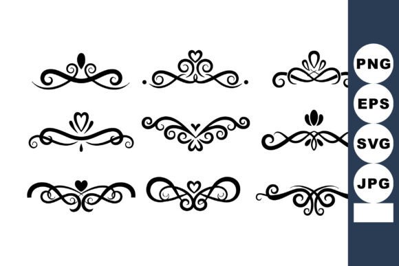 Decorative Black Ornamental Vector Flour for Graphics and Illustrations