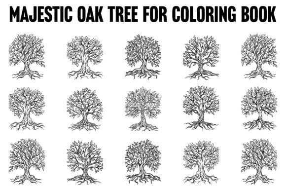 Decorative Oak Tree Graphics for Creative Projects