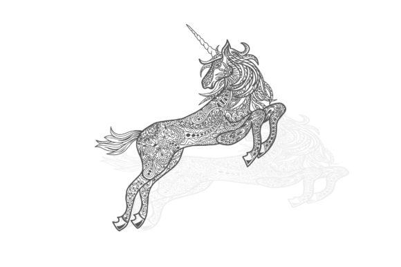 Decorative Unicorn with Zetangle Art