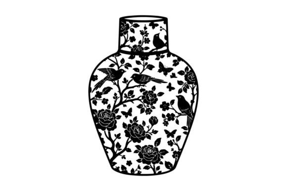 Decorative Vase Silhouette Graphics for Editorial Design